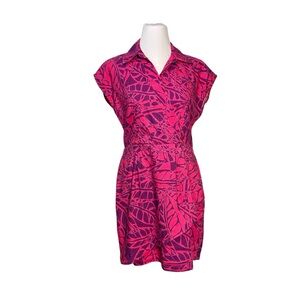 Kut from the Kloth Dress Linen Blend Size XS Tropical Pink Purple Print Summer